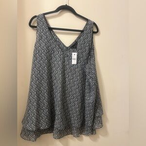 NWT- Lane Bryant Swing Double Layer Chiffon Blue Floral Sleeveless Tank.Size: 26